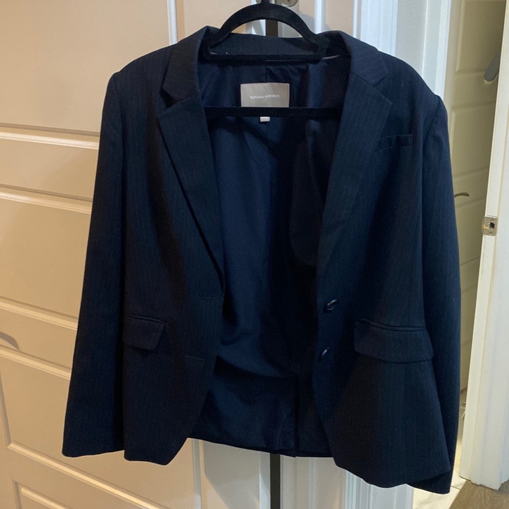 Banana Republic black pin striped jacket/blazer.  Good condition.